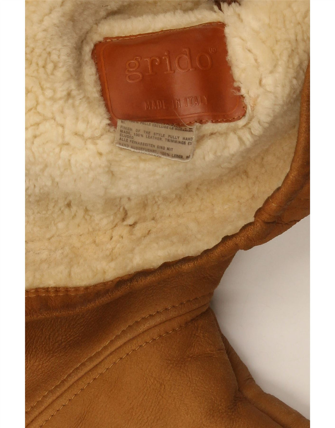 Vintage Mens Shearling Jacket UK 40 Large Brown Leather