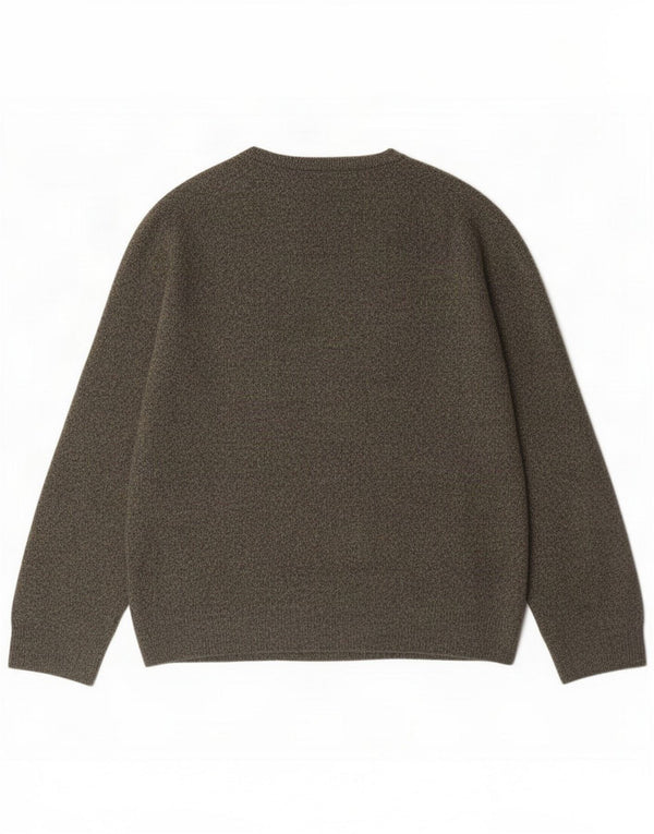 Marks & Spencer Mens Crew Neck Jumper Sweater Large Khaki Flecked Wool