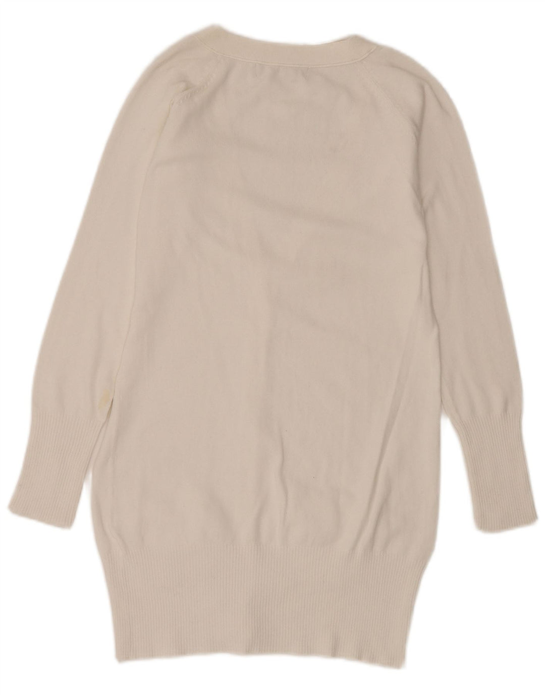 Zara Womens Longline Cardigan Sweater UK 12 Medium White Cotton