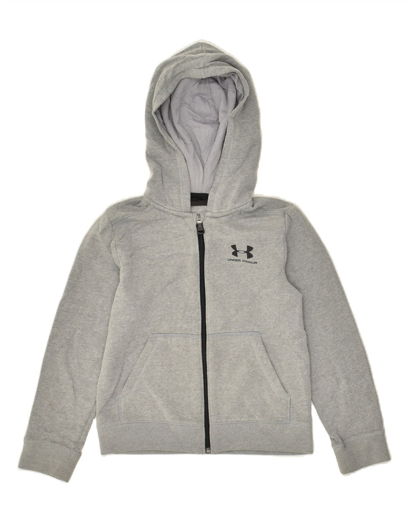 UNDER ARMOUR Boys Zip Hoodie Sweater 8-9 Years Small Grey Cotton | Vintage Under Armour | Thrift | Second-Hand Under Armour | Used Clothing | Messina Hembry 