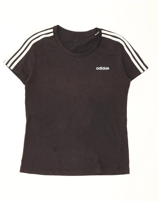 Adidas Womens T-Shirt Top UK 12/14 Medium Black