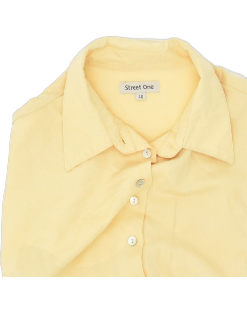 STREET ONE Womens Short Sleeve Shirt Blouse EU 40 Medium Yellow Cotton | Vintage Street One | Thrift | Second-Hand Street One | Used Clothing | Messina Hembry 