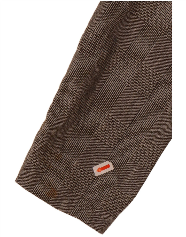 Benetton Womens Shirt Blouse IT 46 Large Grey Check Cotton