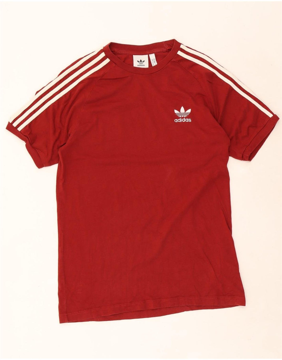 Adidas Mens T-Shirt Top Medium Burgundy Cotton