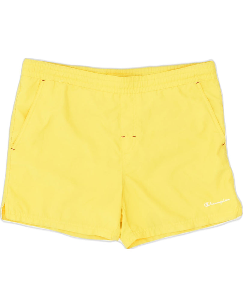 CHAMPION Mens Sport Shorts Medium Yellow Polyester | Vintage Champion | Thrift | Second-Hand Champion | Used Clothing | Messina Hembry 