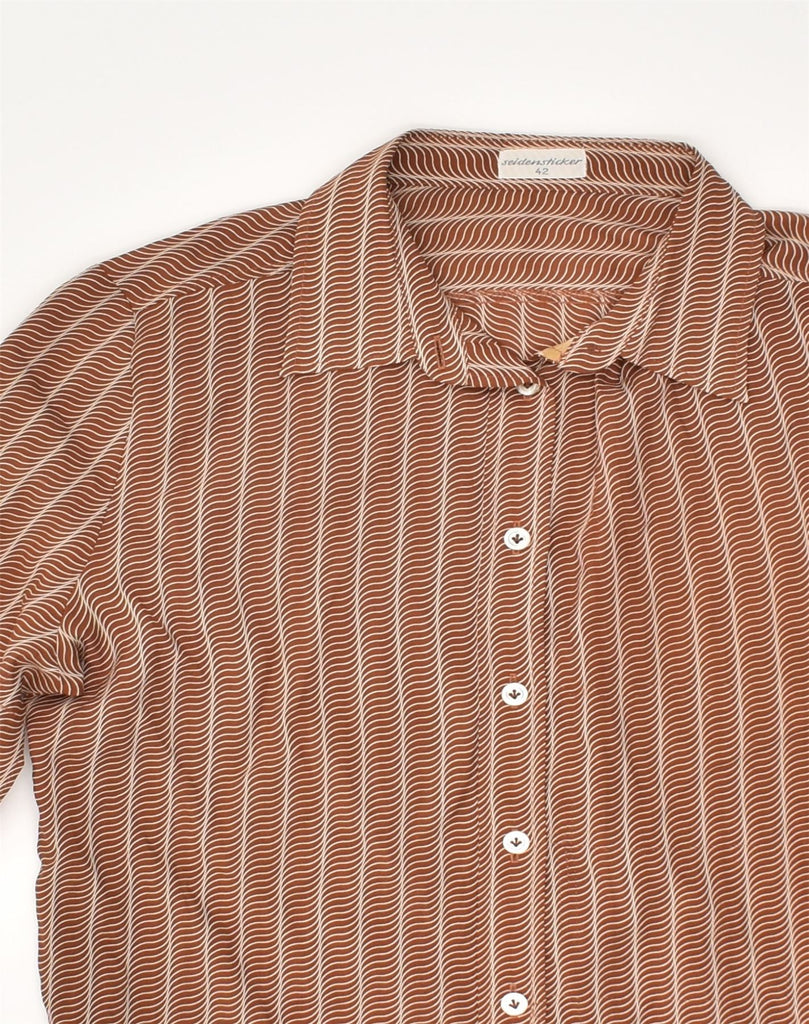 SEIDENSTICKER Womens 3/4 Sleeve Shirt Blouse IT 42 Medium Brown Striped | Vintage Seidensticker | Thrift | Second-Hand Seidensticker | Used Clothing | Messina Hembry 