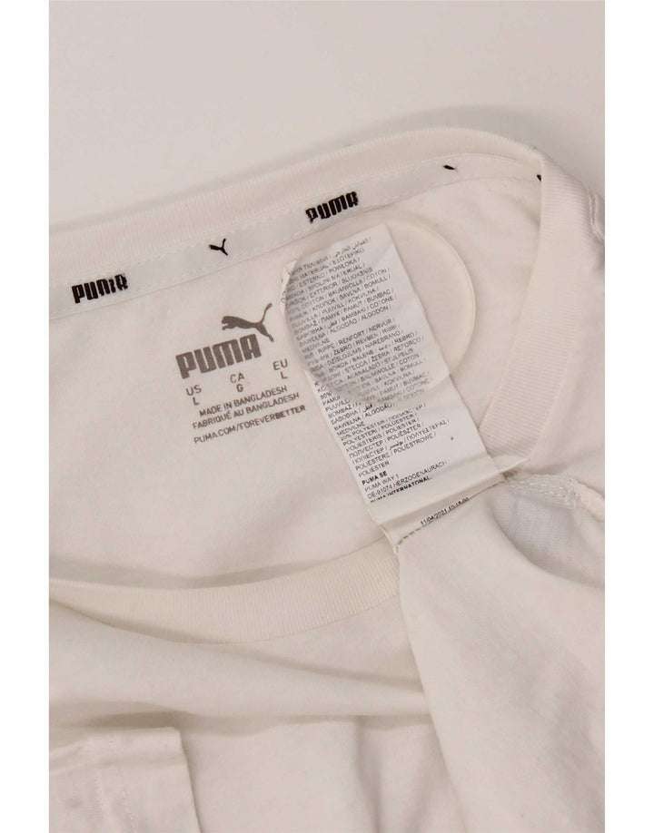 Puma Mens Graphic T-Shirt Top Large White Cotton