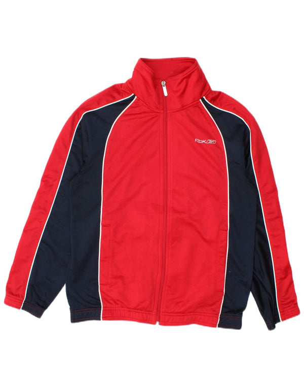 Reebok Womens Tracksuit Top Jacket UK 14 Medium Red Colourblock Polyester