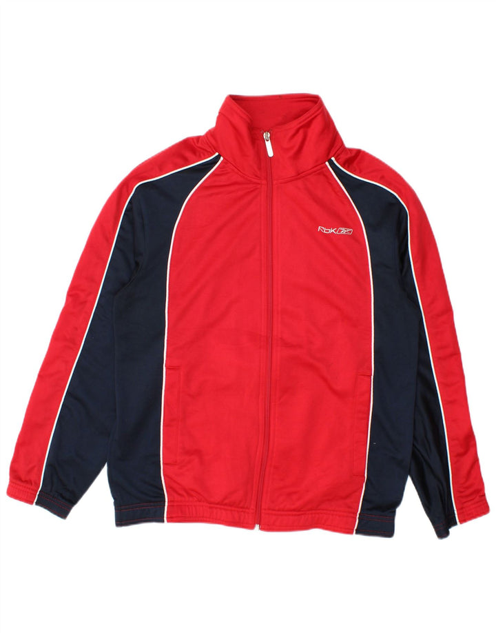 Reebok Womens Tracksuit Top Jacket UK 14 Medium Red Colourblock Polyester