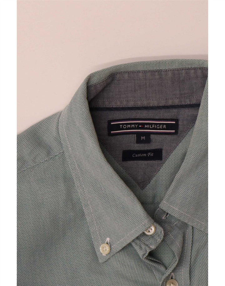 Tommy Hilfiger Mens Custom Fit Shirt Medium Green Cotton