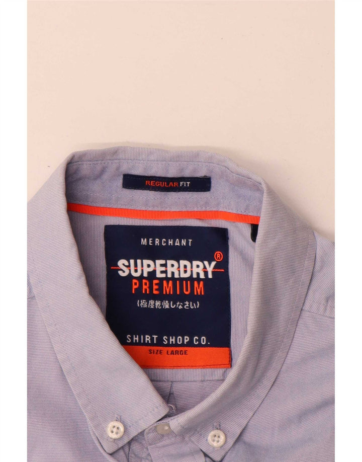 Superdry Mens Short Sleeve Regular Fit Shirt Large Blue