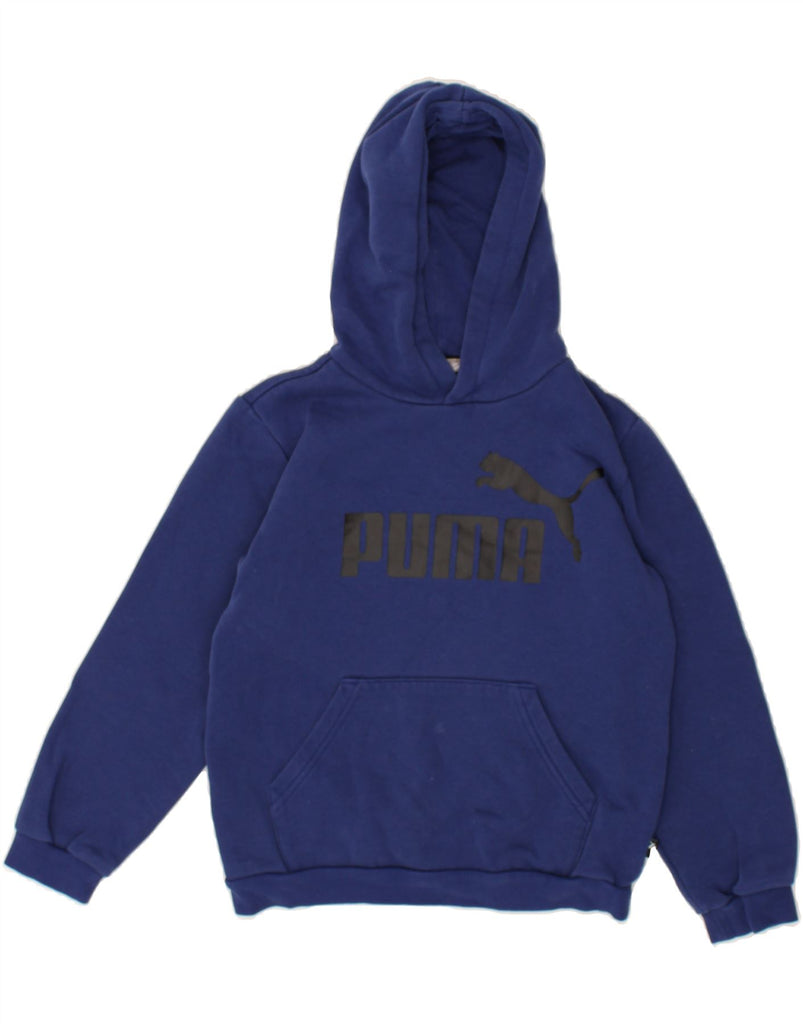 PUMA Boys Graphic Hoodie Jumper 11-12 Years Navy Blue Cotton | Vintage Puma | Thrift | Second-Hand Puma | Used Clothing | Messina Hembry 