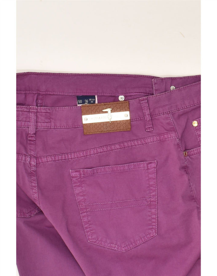 TRUSSARDI Womens Straight Chino Trousers W34 L26  Purple Cotton | Vintage Trussardi | Thrift | Second-Hand Trussardi | Used Clothing | Messina Hembry 
