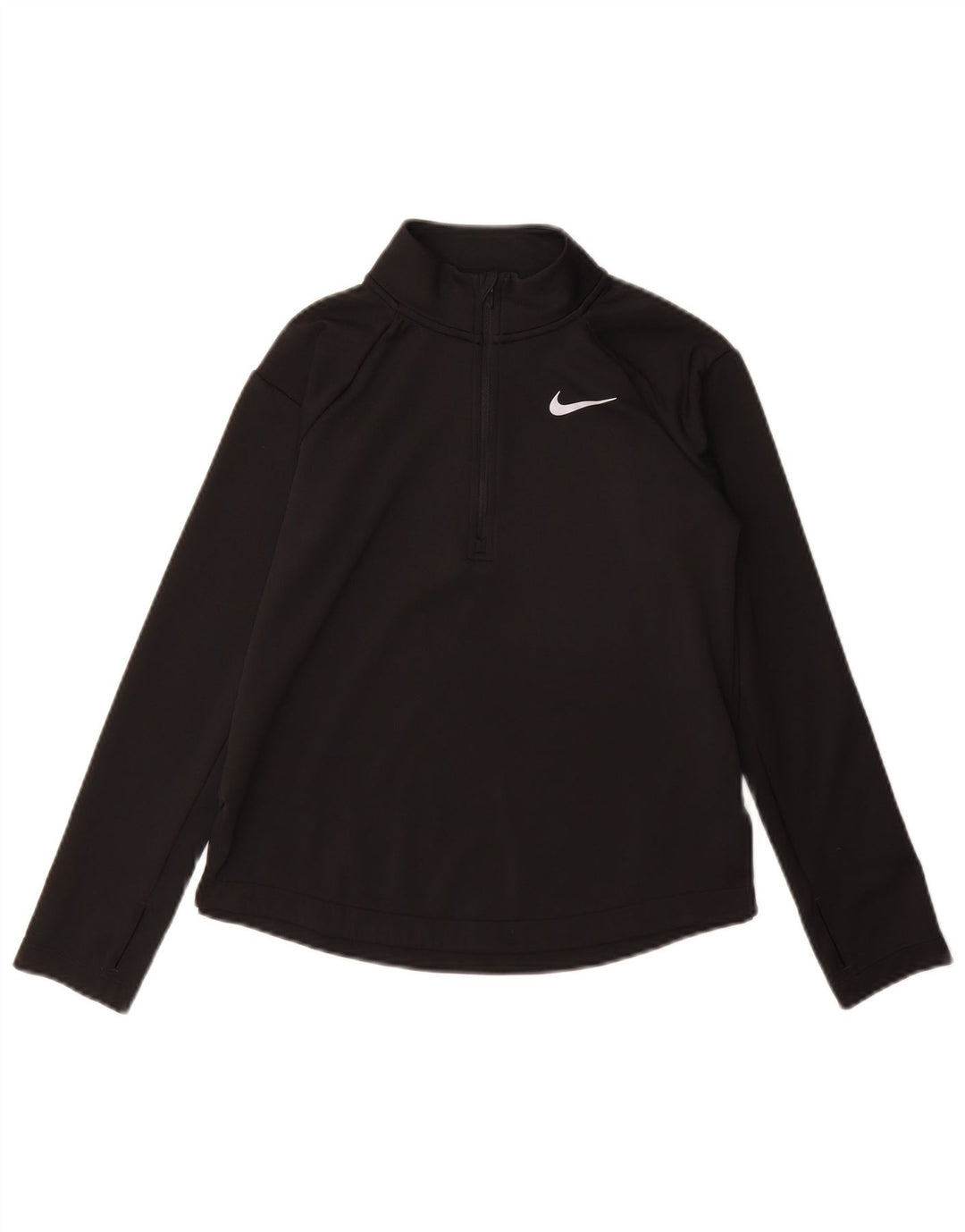 Nike Girls Dri Fit Zip Neck Pullover Tracksuit Top 10-11 Years Medium Black