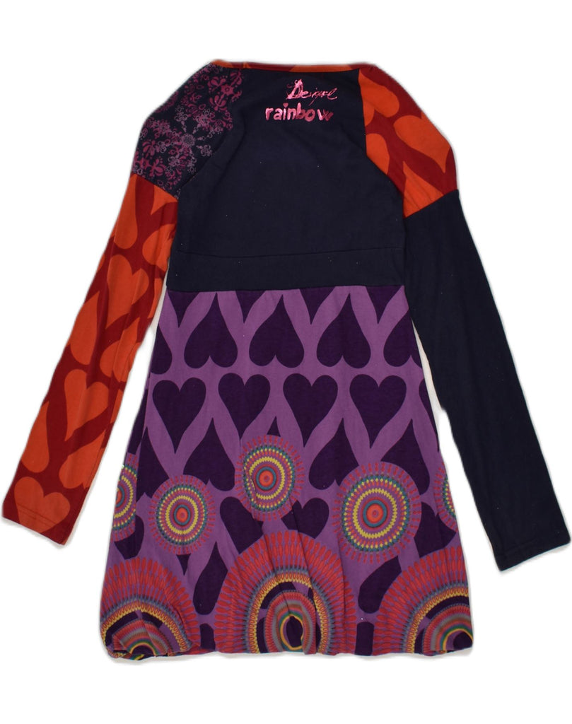 DESIGUAL Girls Graphic A-Line Dress 9-10 Years Navy Blue Patchwork Cotton | Vintage Desigual | Thrift | Second-Hand Desigual | Used Clothing | Messina Hembry 