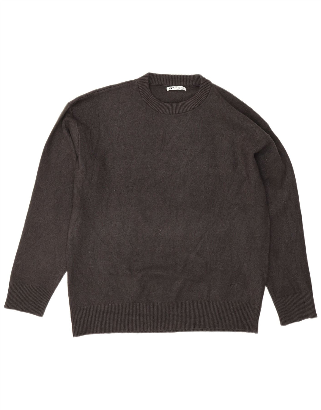 Zara Mens Crew Neck Jumper Sweater Large Grey Viscose