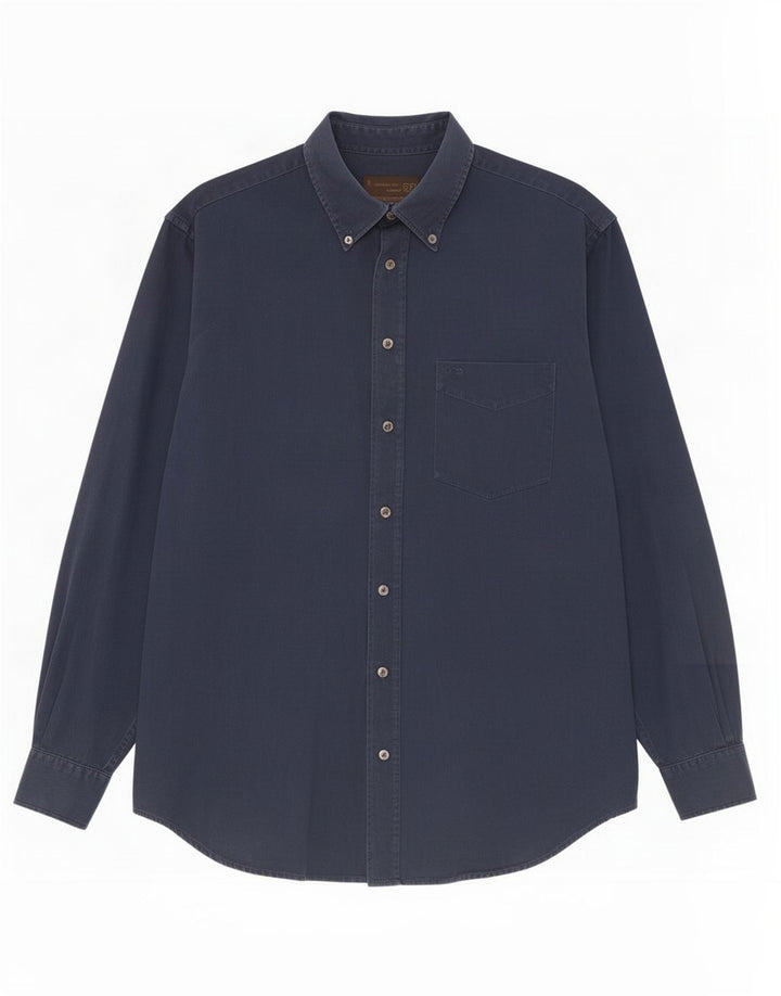 Gas Mens Shirt Large Navy Blue Cotton