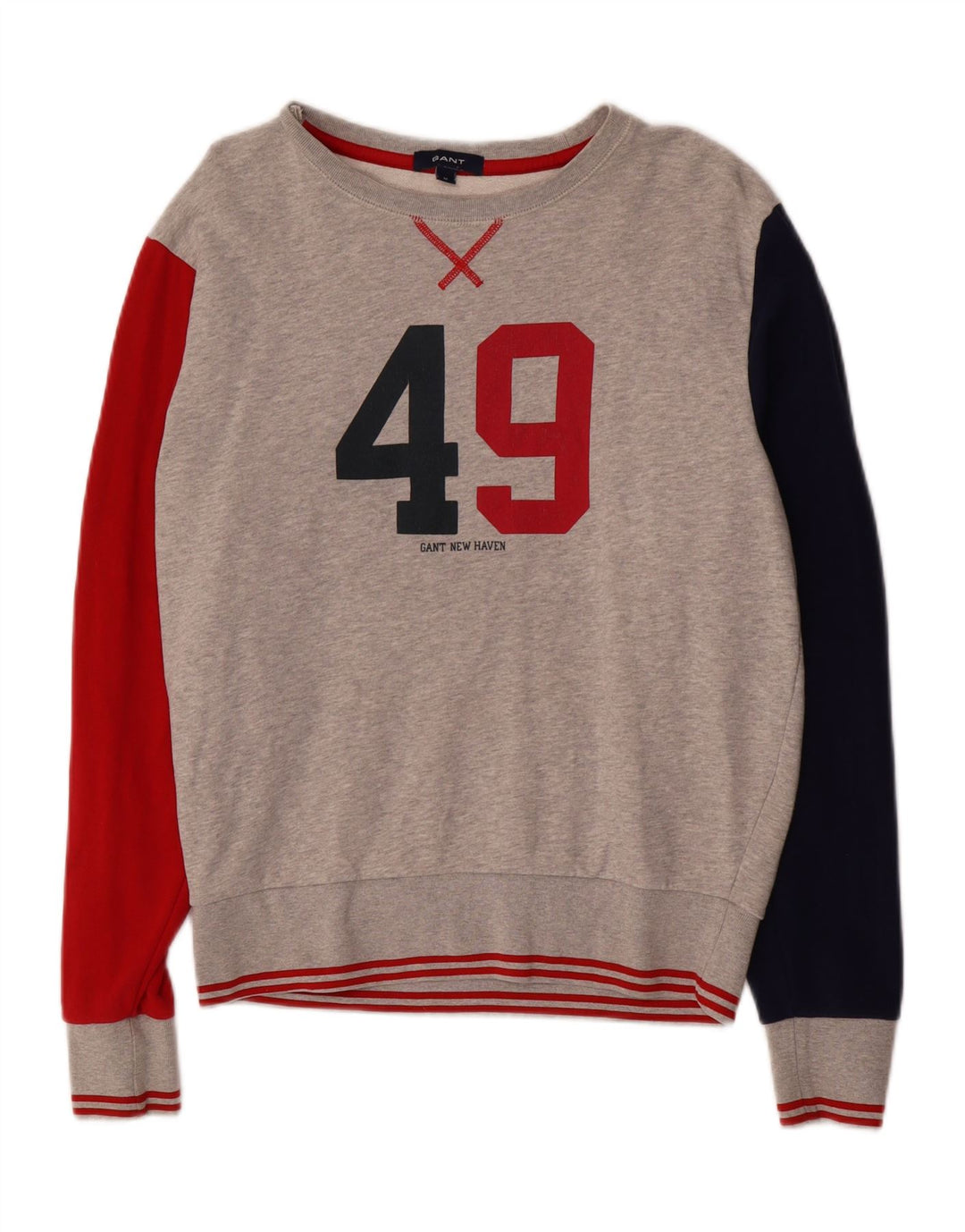 GANT Mens Graphic Sweatshirt Jumper Medium Grey Colourblock Cotton