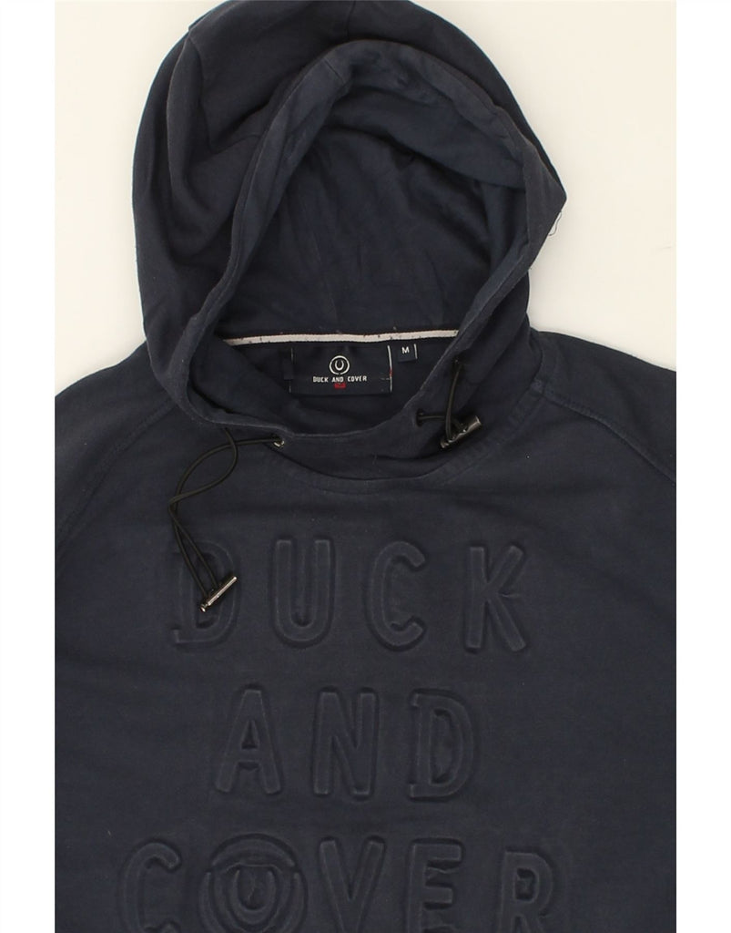 DUCK AND COVER Mens Graphic Hoodie Jumper Medium Navy Blue Cotton | Vintage Duck And Cover | Thrift | Second-Hand Duck And Cover | Used Clothing | Messina Hembry 