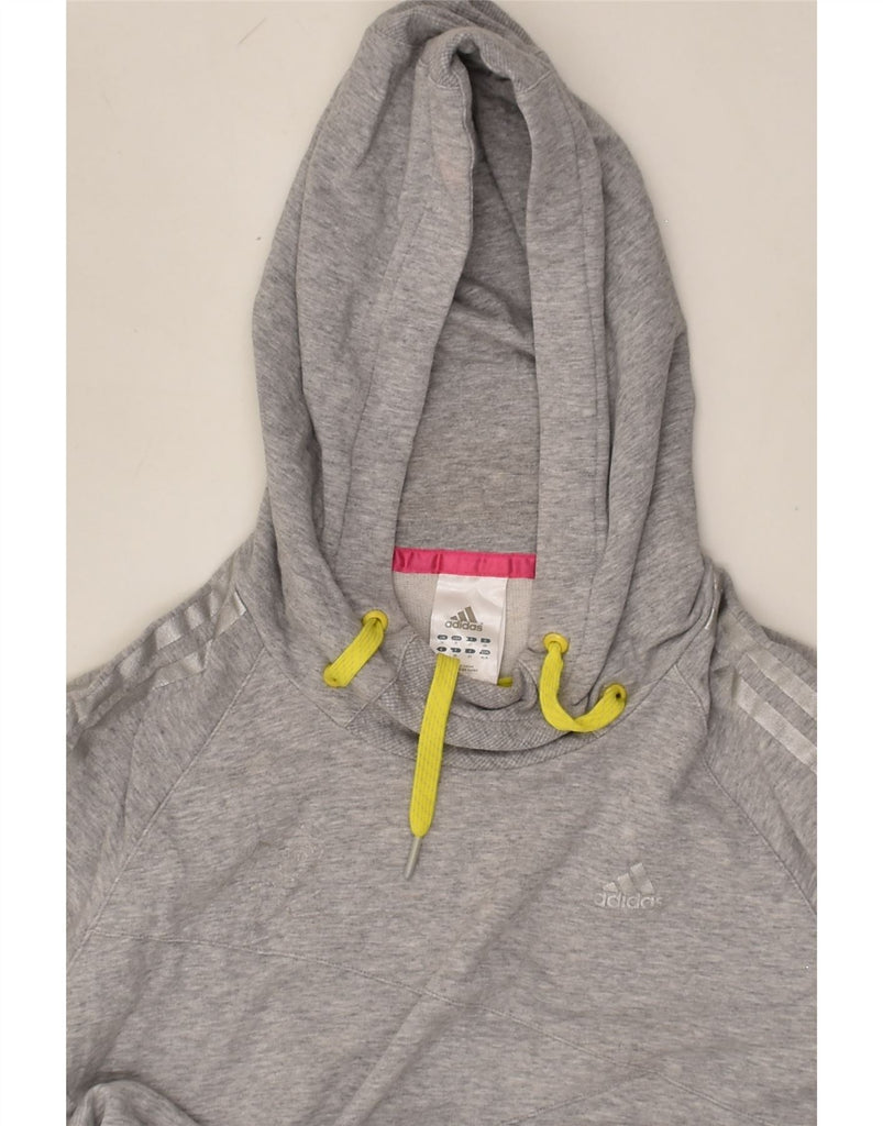 ADIDAS Womens Hoodie Jumper UK 14 Large Grey Cotton | Vintage Adidas | Thrift | Second-Hand Adidas | Used Clothing | Messina Hembry 