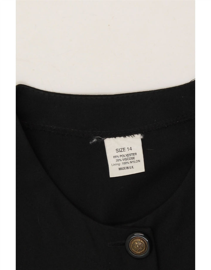 VINTAGE Womens Overcoat UK 14 Large  Black Polyester Vintage Vintage and Second-Hand Vintage from Messina Hembry 