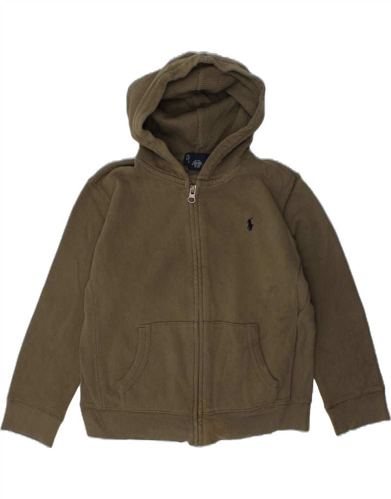 POLO RALPH LAUREN Boys Zip Hoodie Sweater 5-6 Years Khaki Cotton | Vintage Polo Ralph Lauren | Thrift | Second-Hand Polo Ralph Lauren | Used Clothing | Messina Hembry 