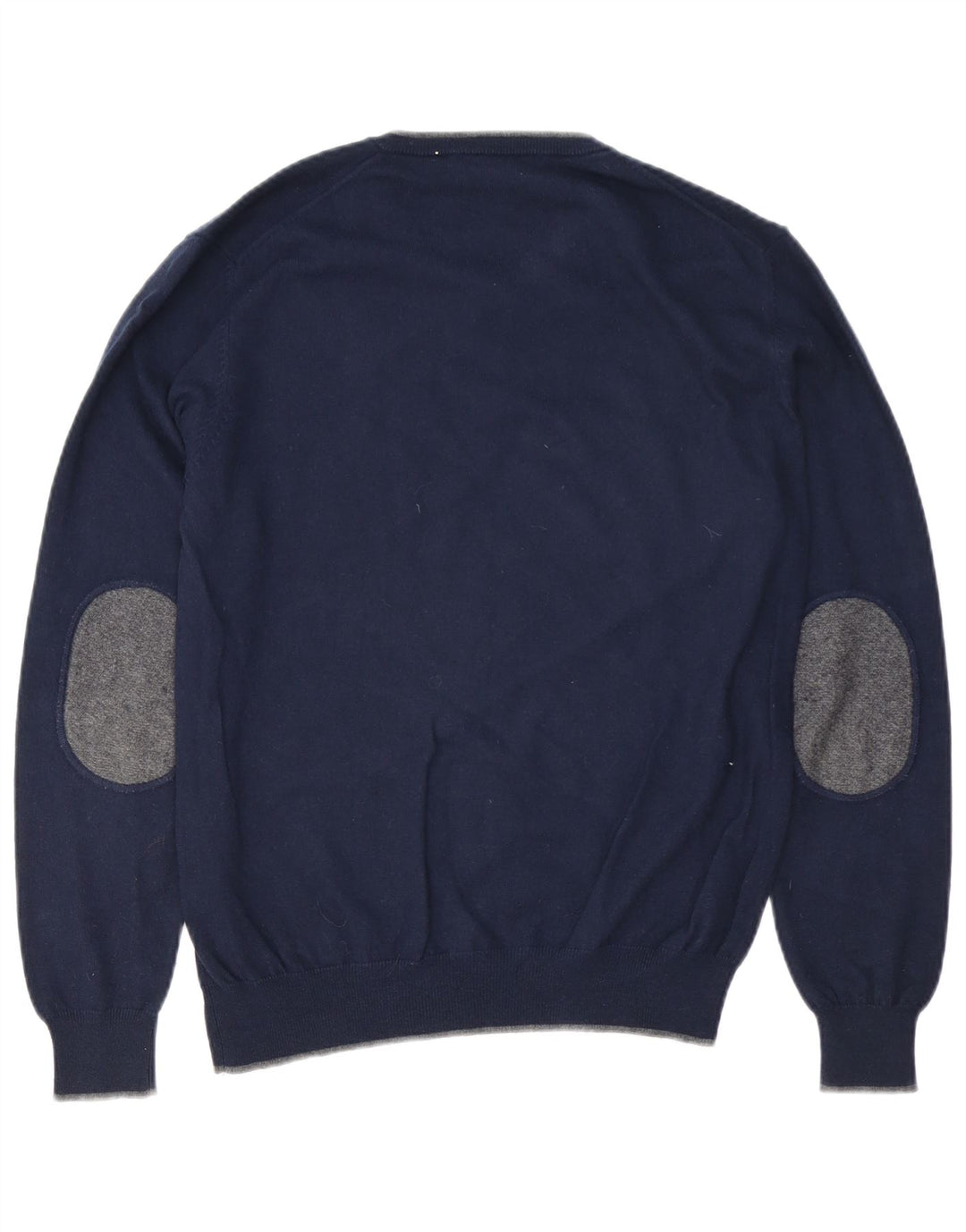 Trussardi Jeans Mens V-Neck Jumper Sweater Medium Navy Blue Cotton
