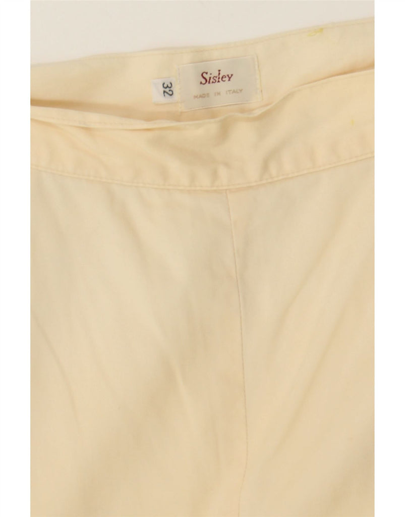 SISLEY Womens High Waist Straight Casual Trousers W32 L26 Off White Cotton Vintage Sisley and Second-Hand Sisley from Messina Hembry 