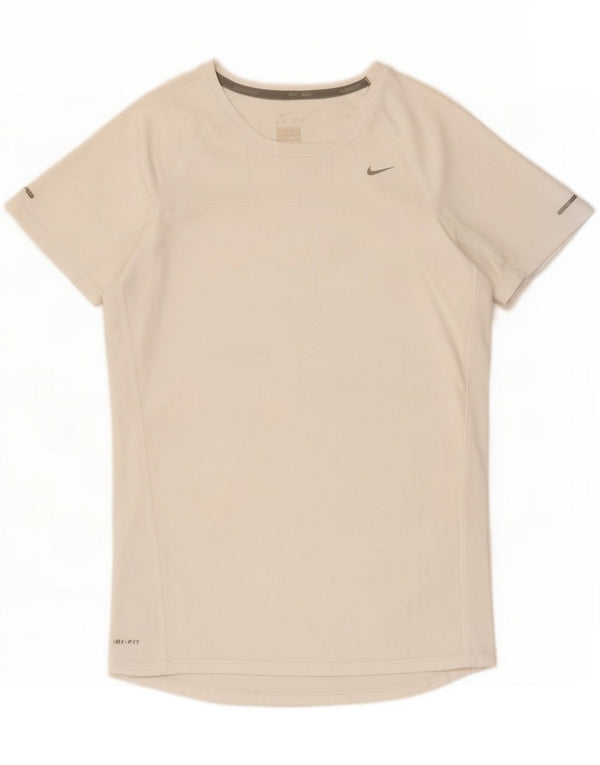 Nike Womens Dri Fit T-Shirt Top UK 14 Large White Polyester