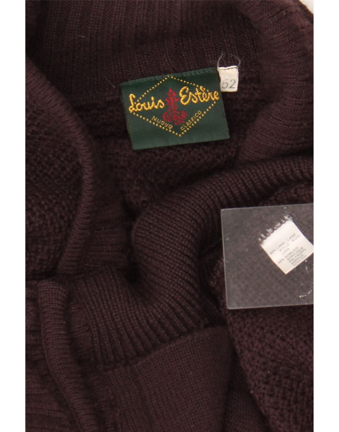 Louis Estere Mens Double Breasted Cardigan Sweater IT 52 Large Maroon Wool