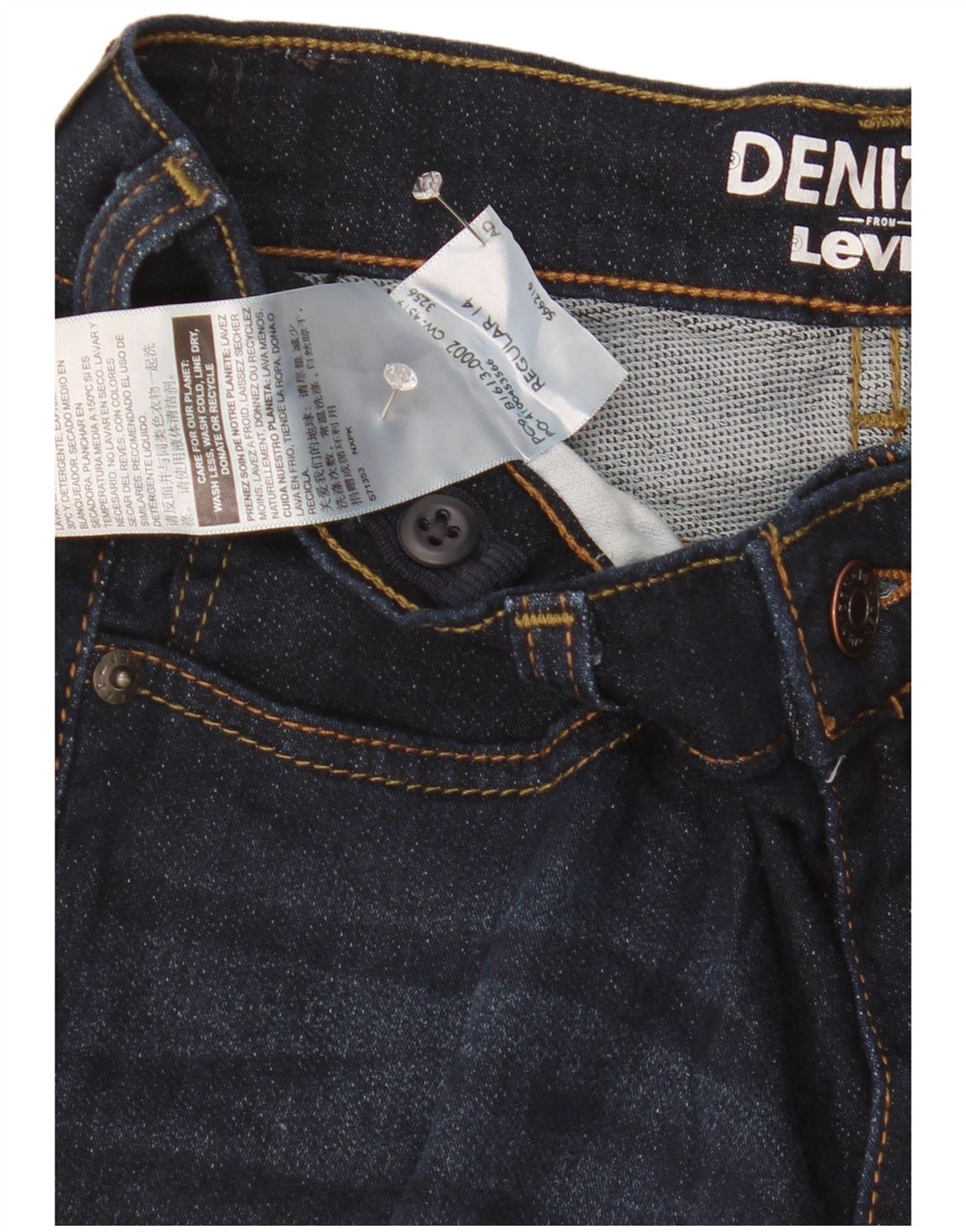 Levi's Boys Denizen Regular Slim Jeans 13-14 Years W26 L27 Navy Blue Cotton