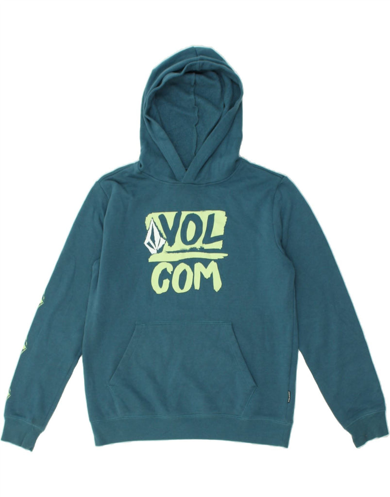 VOLCOM Girls Graphic Hoodie Jumper 13-14 Years Blue Cotton | Vintage Volcom | Thrift | Second-Hand Volcom | Used Clothing | Messina Hembry 