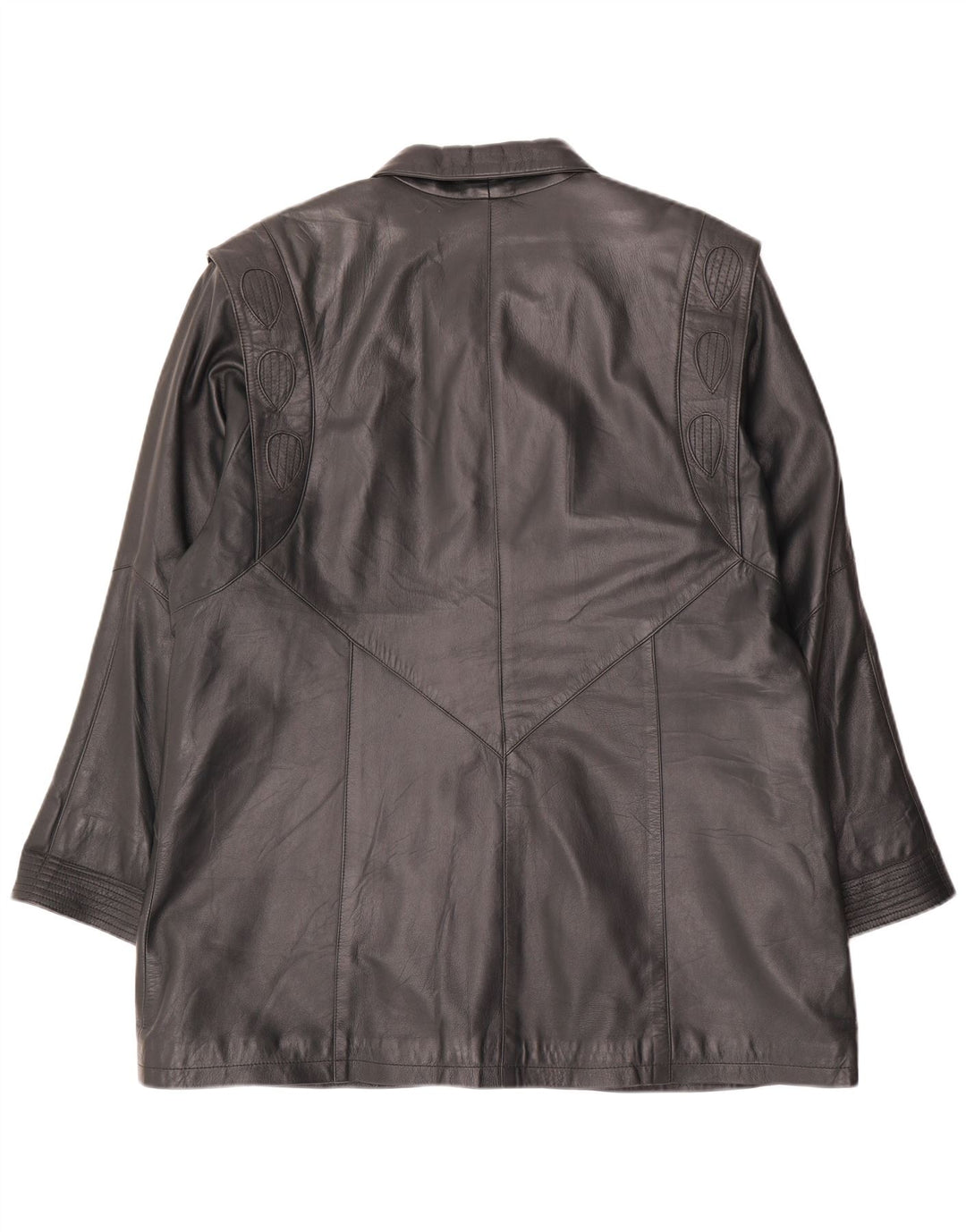 S&A Womens Leather Coat EU 50 3XL Green