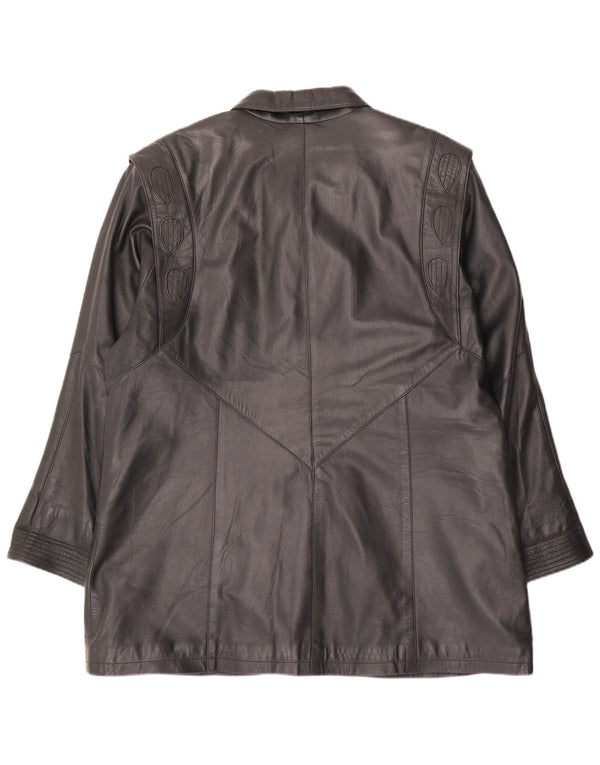 S&A Womens Leather Coat EU 50 3XL Green