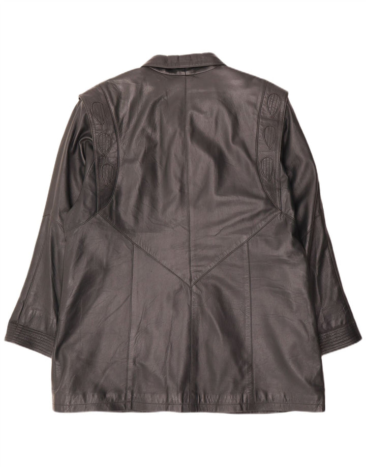 S&A Womens Leather Coat EU 50 3XL Green