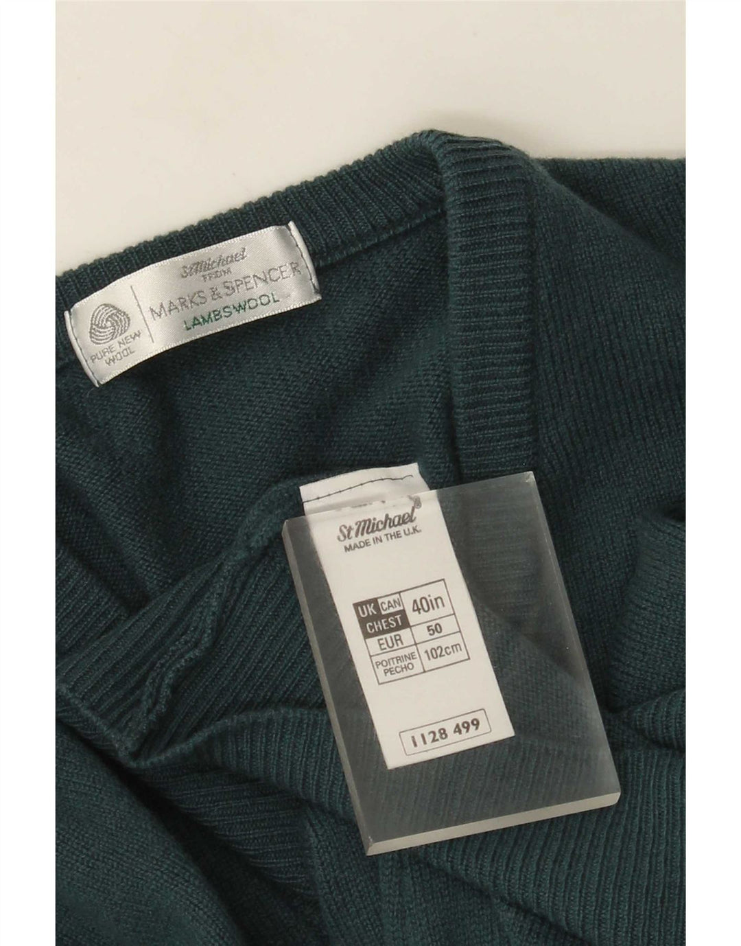 Marks & Spencer Mens St. Michael V-Neck Jumper Sweater Medium Green