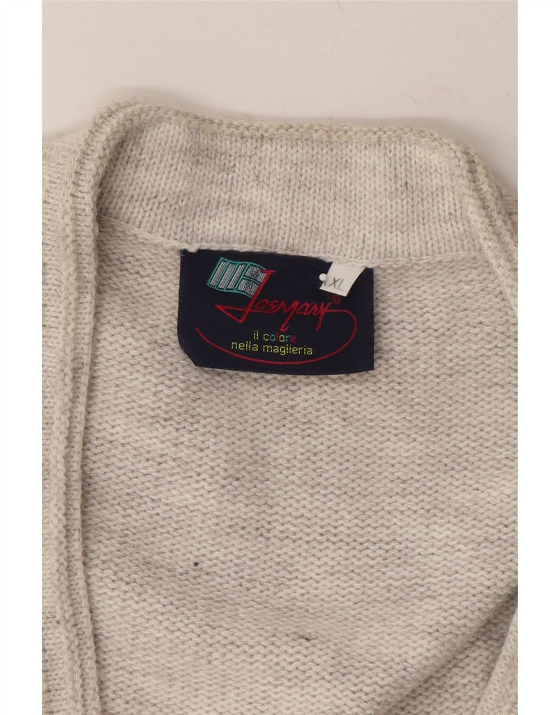 VINTAGE Mens Cardigan Sweater XL Grey Argyle/Diamond Vintage Vintage and Second-Hand Vintage from Messina Hembry 