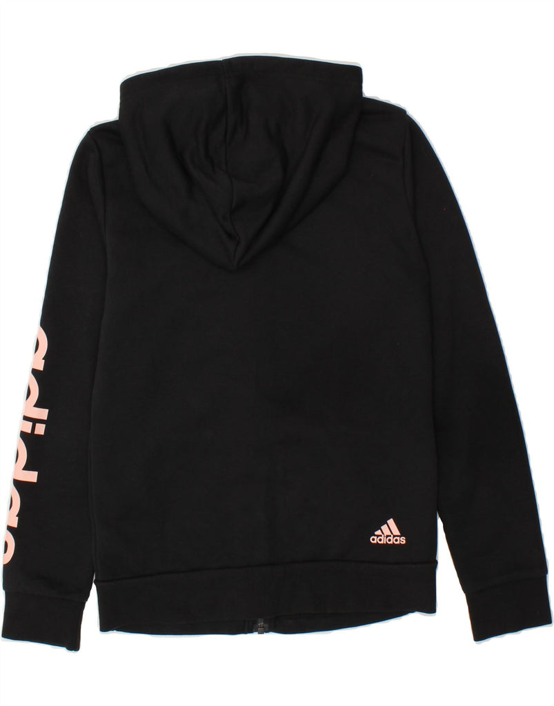 ADIDAS Womens Graphic Zip Hoodie Sweater UK 8/10 Small Black Cotton | Vintage Adidas | Thrift | Second-Hand Adidas | Used Clothing | Messina Hembry 