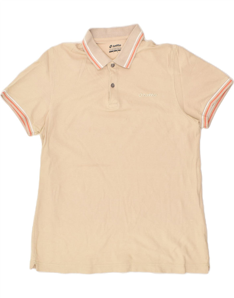 LOTTO Mens Polo Shirt Large Beige Cotton | Vintage Lotto | Thrift | Second-Hand Lotto | Used Clothing | Messina Hembry 