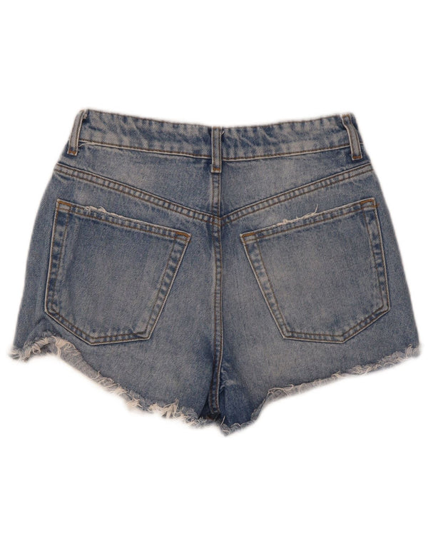 Zara Womens Distressed Denim Shorts EU 34 2XS W24 Blue Cotton