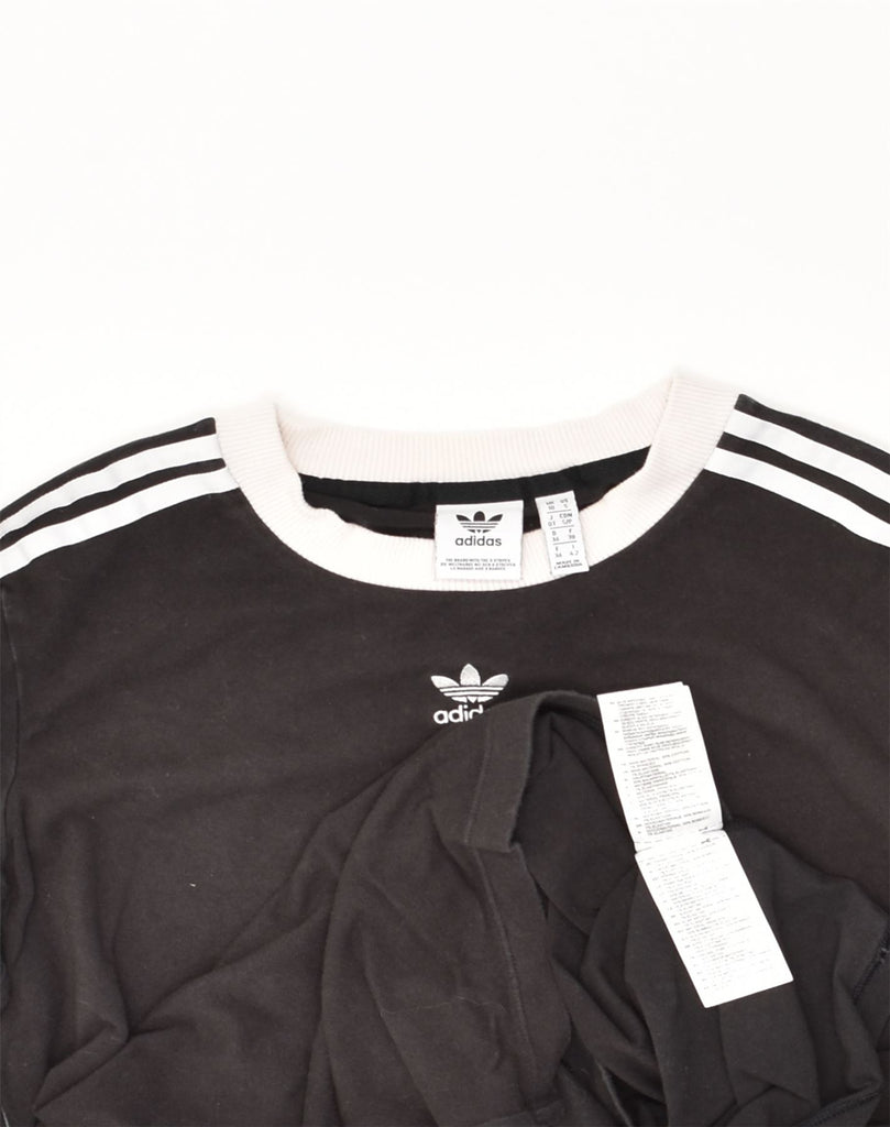 ADIDAS Womens Top Long Sleeve UK 10 Small Black Cotton | Vintage Adidas | Thrift | Second-Hand Adidas | Used Clothing | Messina Hembry 