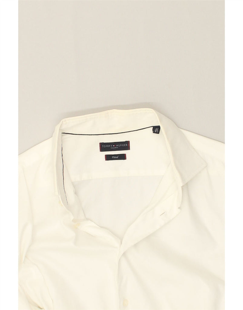 TOMMY HILFIGER Mens Fitted Shirt Size 16 1/2 42 Large White Cotton | Vintage Tommy Hilfiger | Thrift | Second-Hand Tommy Hilfiger | Used Clothing | Messina Hembry 