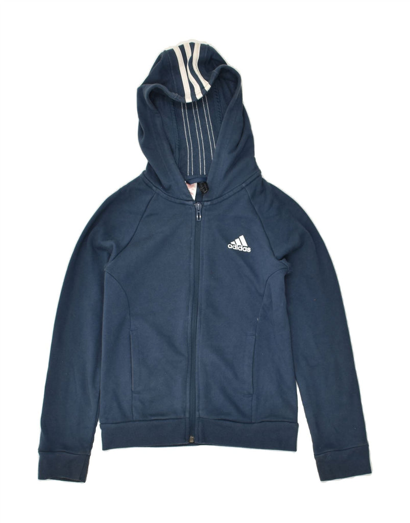 ADIDAS Boys Zip Hoodie Sweater 9-10 Years Navy Blue Cotton | Vintage Adidas | Thrift | Second-Hand Adidas | Used Clothing | Messina Hembry 