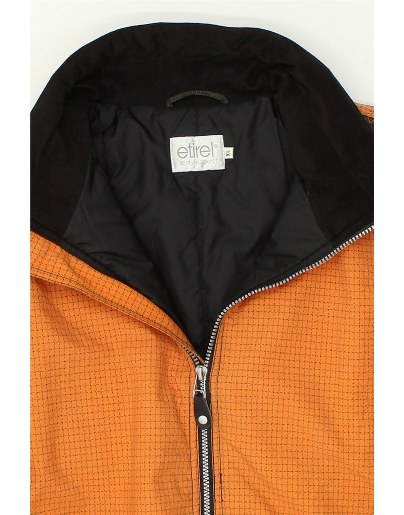 ETIREL Mens Graphic Windbreaker Jacket UK 42 XL Orange Check Nylon Vintage Etirel and Second-Hand Etirel from Messina Hembry 