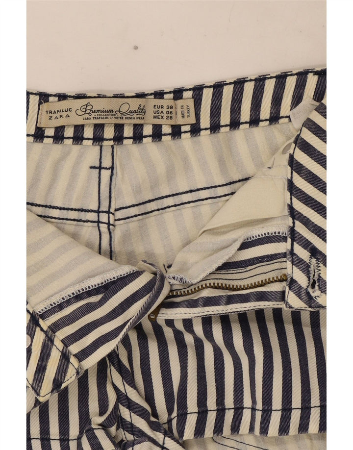 Zara Womens Hot Pants EU 38 Small W28 Navy Blue Pinstripe