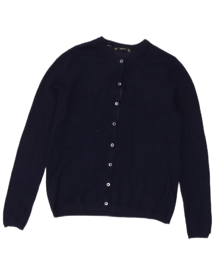 ZARA Womens Cardigan Sweater UK 12 Medium Navy Blue