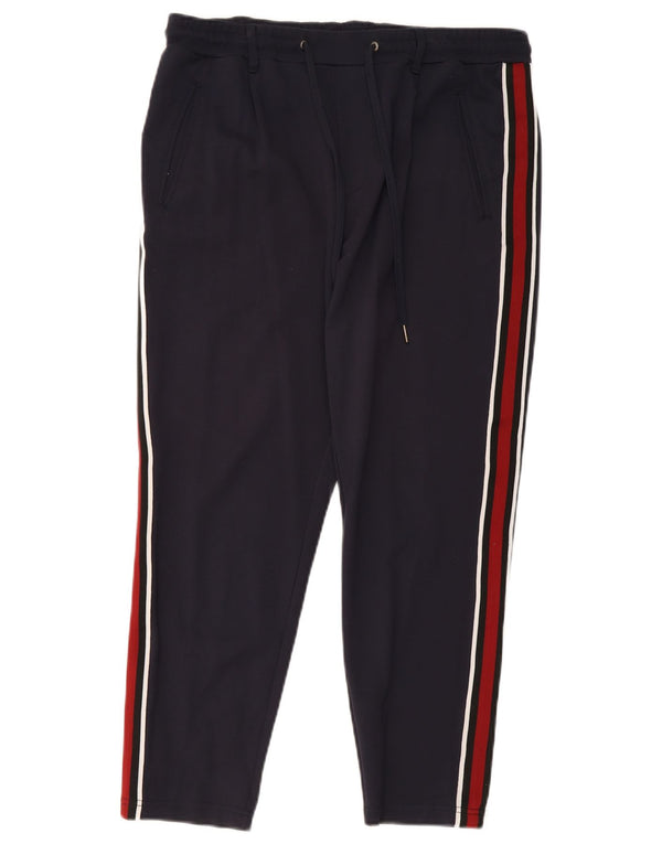 Jack & Jones Mens Tracksuit Trousers Large Navy Blue Colourblock Viscose