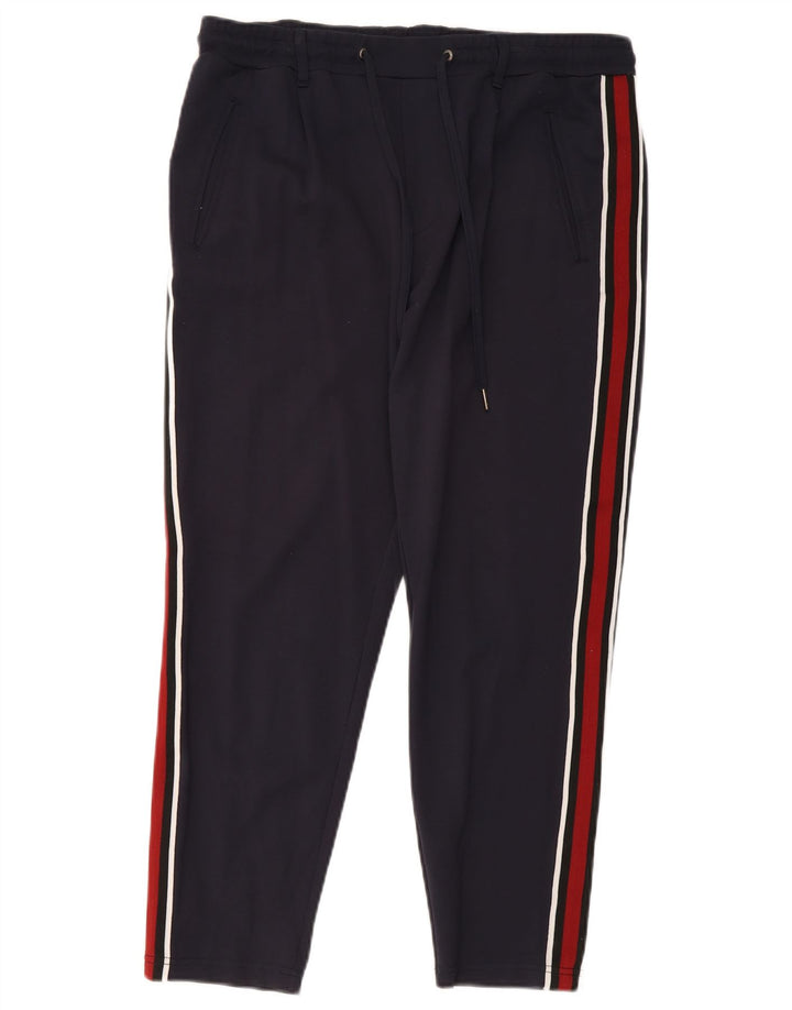 Jack & Jones Mens Tracksuit Trousers Large Navy Blue Colourblock Viscose