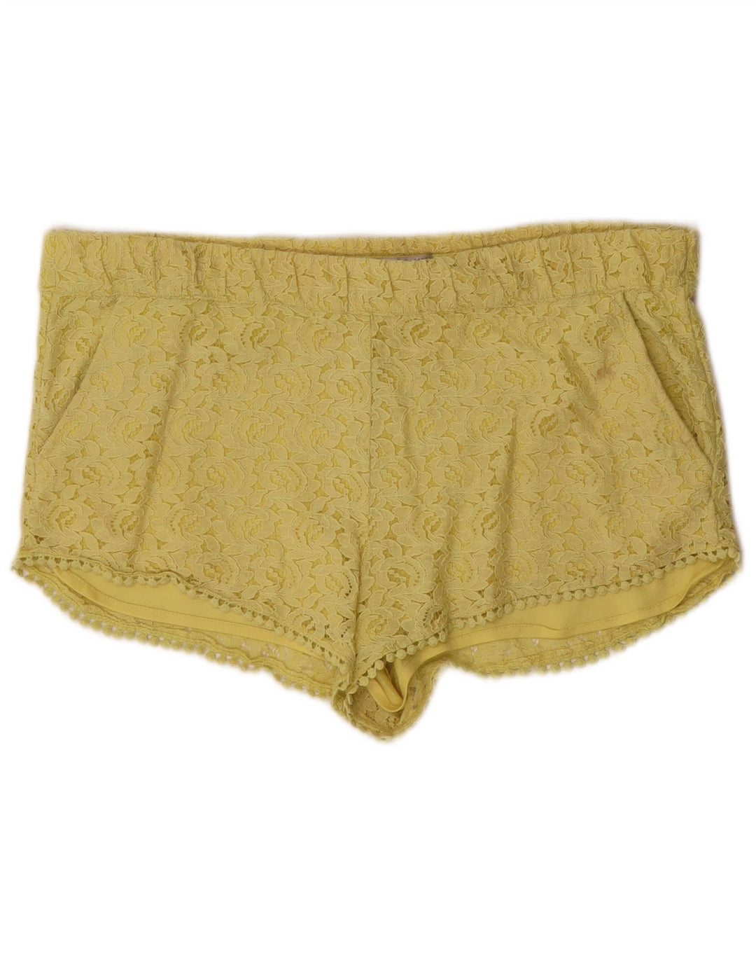 Zara Womens Trafaluc Lace Hot Pants Medium W36  Yellow Floral
