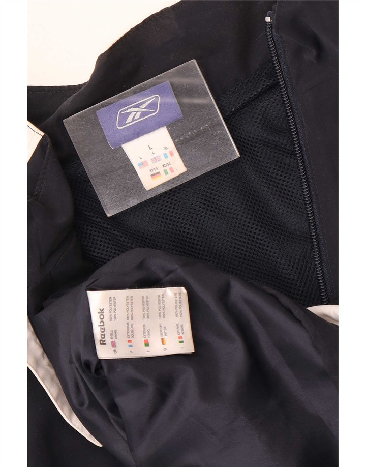 Reebok Mens Tracksuit Top Jacket Large Navy Blue Colourblock Polyester